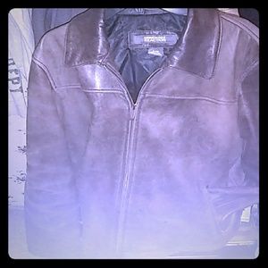 Brown Leather jacket reaction by kenneth coke
